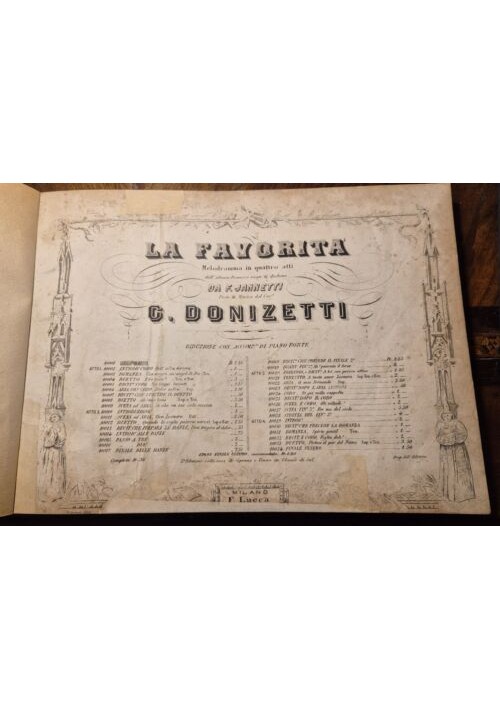 LA FAVORITA melodramma di Gaetano Donizetti SPARTITO per pianoforte 1861 F Lucca