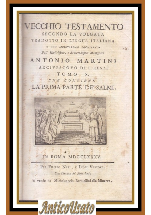 LA PRIMA PARTE DEI SALMI 1785 Bibbia antica Martini Libro vecchio testamento