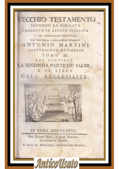 LA SECONDA PARTE DEI SALMI IL LIBRO DELL'ECCLESIASTE  1785 Bibbia antica Martini