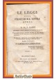 LE LEGGI DELLA PROCEDURA CIVILE volume 1 di G L Carrè 1825 Tramater Libro Antico