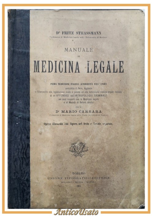 MANUALE DI MEDICINA LEGALE Fritz Strassmann 1901 UTET Libro