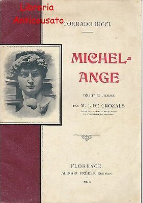 MICHEL ANGE di Corrado Ricci  Michelangelo - Alinari 1902 - traudit de l'italien