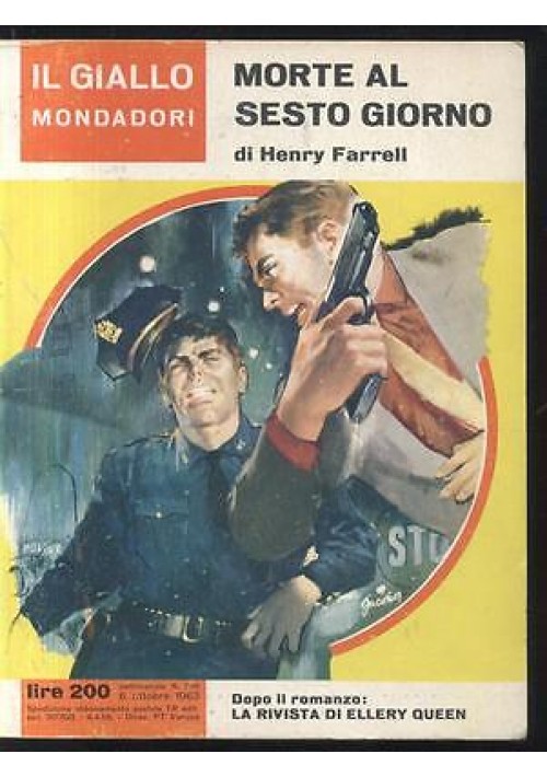 Morte Al Sesto Giorno Di Henry Farrell Giallo Mondadori N 776 1963