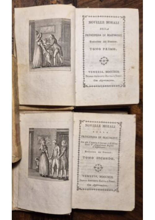 NOVELLE MORALI DELLA PRINCIPESSA DI BEAUMONT 2 volumi completo 1792 Zatta Libri