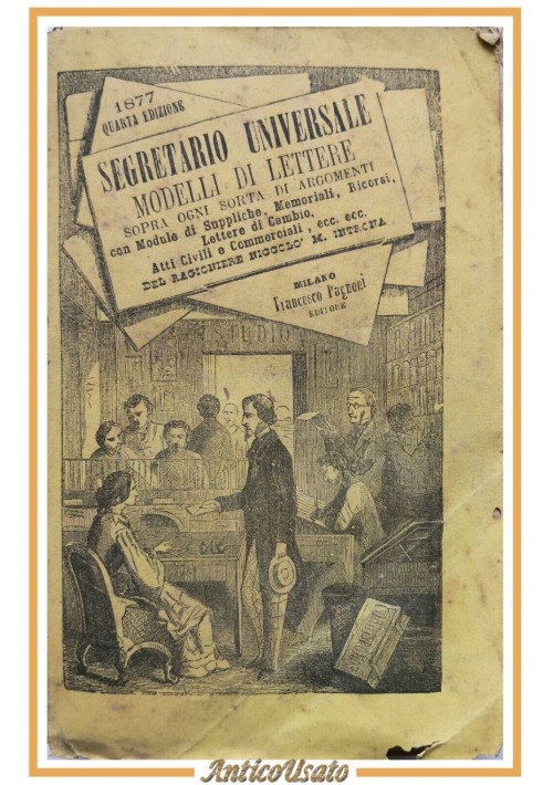 NUOVO SEGRETARIO UNIVERSALE ITALIANO di Niccolò Introna 1877 Pagnoni Libro antic