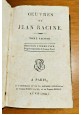 OEUVRES di Jean Racine Volume II libro antico 1799 teatro francese originale 