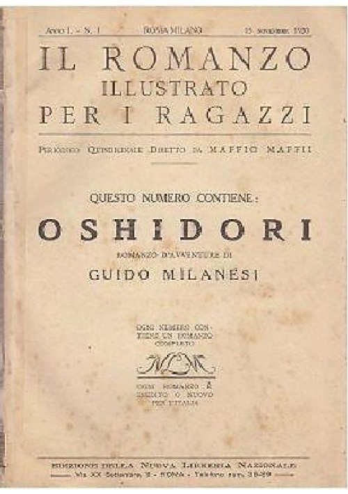 OSHIDORI romanzo d’avventure di Guido Milanesi - romanzo illustrato ragazzi 1920