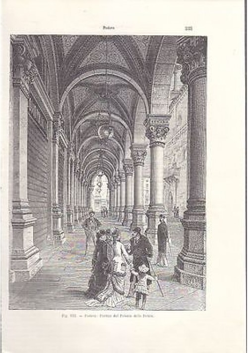 PADOVA PORTICO DEL PALAZZO DELLE DEBITE  incisione originale 1902 animata 