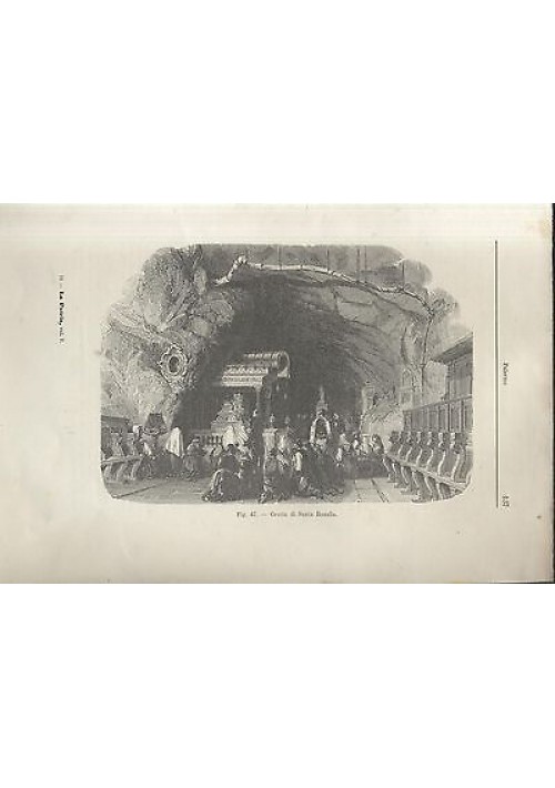 PALERMO GROTTA DI SANTA ROSALIA  litografia originale del 1902 (oltre 115 anni fa) 