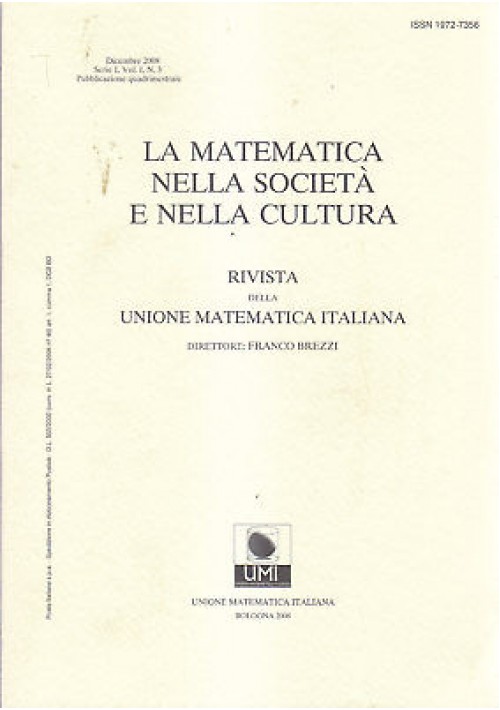 RIVISTA DELLA UNIONE MATEMATICA ITALIANA  DICEMBRE 2008 società cultura