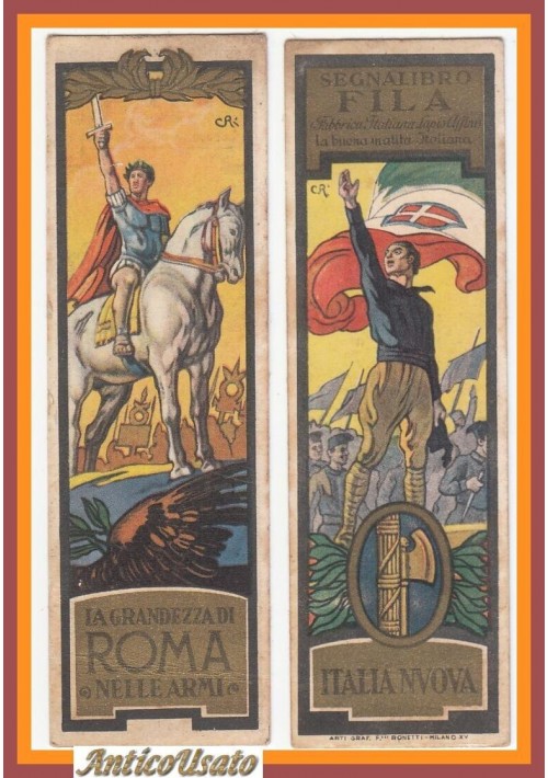 SEGNALIBRO FILA ITALIA NUOVA - LA GRANDEZZA DI ROMA NELLE ARMI Originale 1937