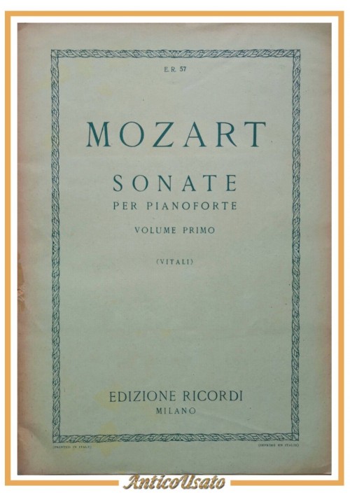 SONATE PER PIANOFORTE di Mozart 2 volumi ER 57 58 1936 Ricordi Spartito Libro