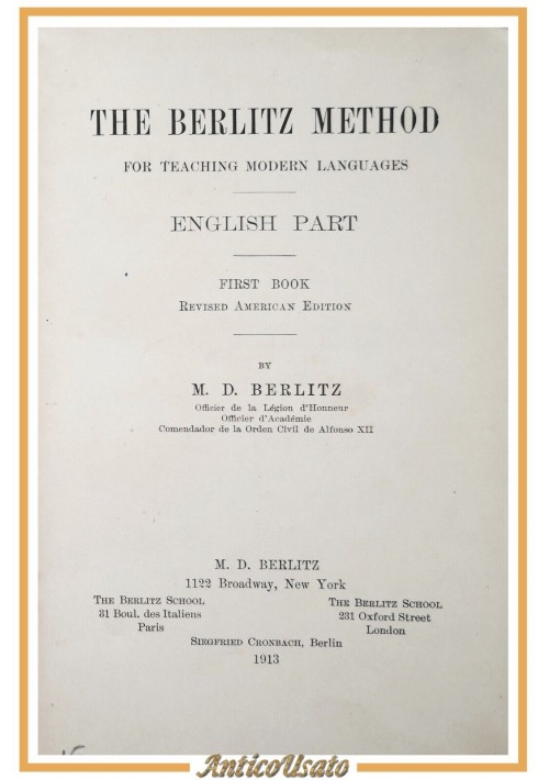 THE BERLITZ METHOD FOR TEACHING MODERN LANGUAGES book I english part 1913 libro