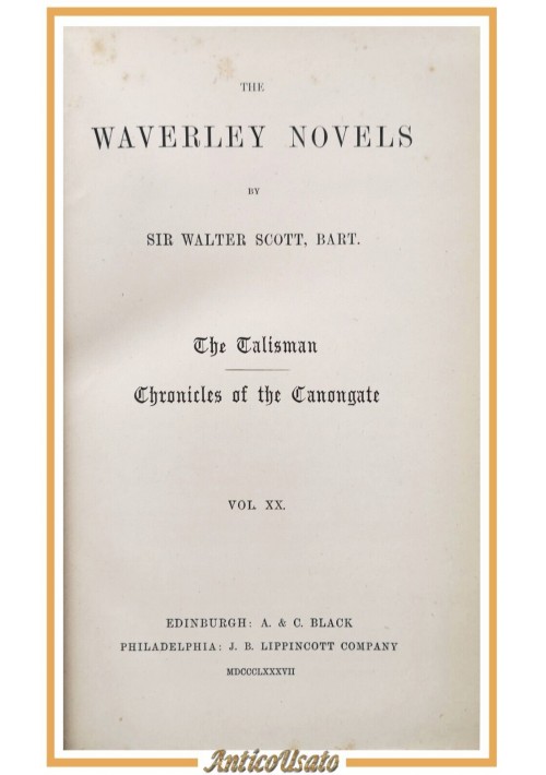 THE TALISMAN CHRONICLES OF THE CANONGATE di Walter Scott 1887 Black Libro antic