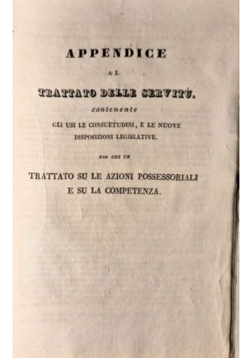 TRATTATO DELLE SERVITÙ di Pardessus 1832 Napoli Libro Antico servizio dei fondi