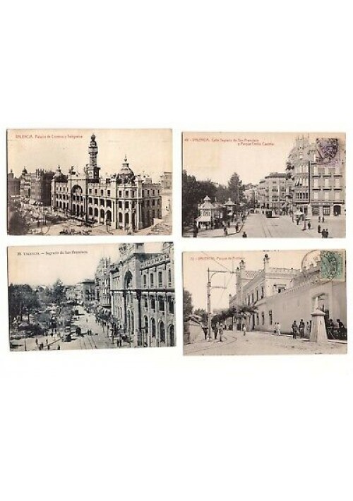 Valencia 4 cartoline tarjetas viaggiate 1916 1926 sagrario San Francisco parque